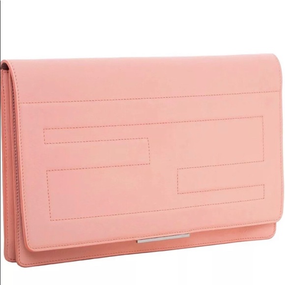 Fendi Handbags - Fendi Tube Macro Leather Clutch Peach